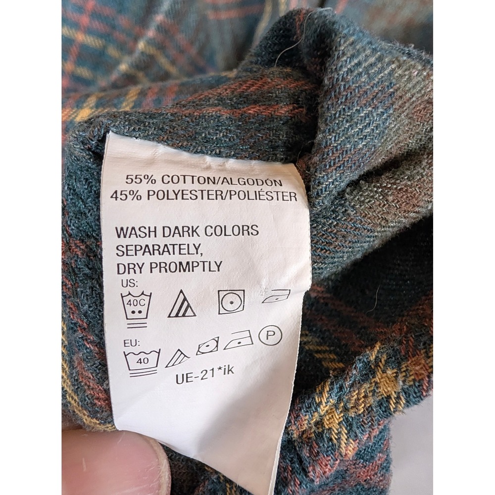 GH Bass & Co Mens XXL Plaid Flannel Button Down Shirt green Brown Long Sleeve - Picture 4 of 7